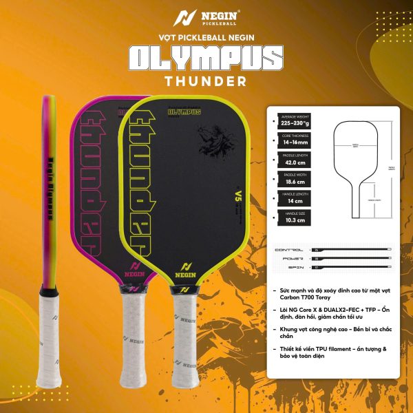 Vợt Pickleball Olympus Thunder – Vàng hồng